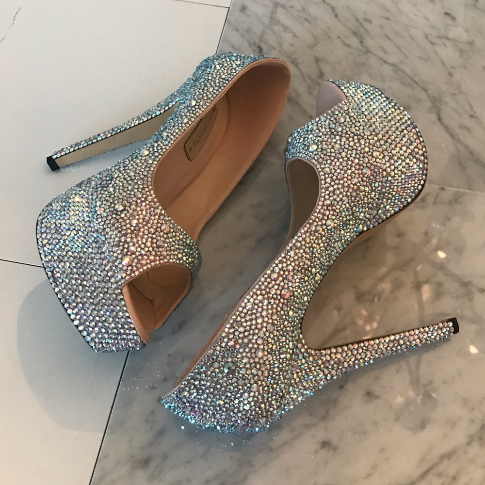 Marc Defang embellished peep toes platform heels.  Size 9